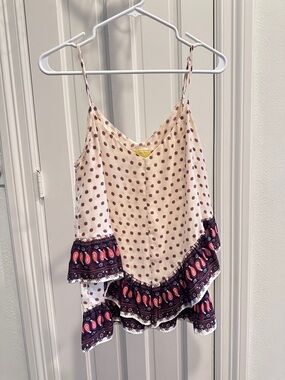 Maeve Cream Floral Print Ruffled Cami